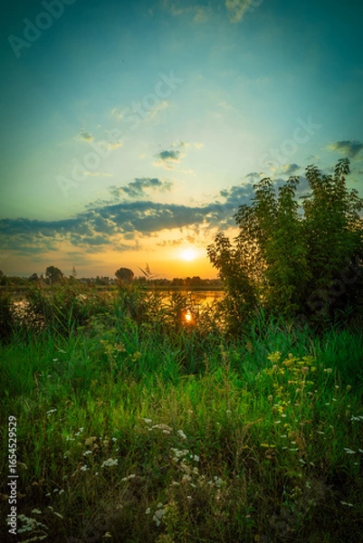 Obraz sunset over the lake