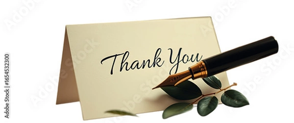 Fototapeta Elegant Thank You Note A Refined and Graceful Scene Featuring a Handwritten Thank You Message in Cal