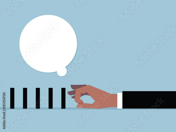 Obraz Hand to flick black box and speech bubble. vector cartoon