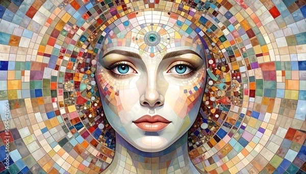 Obraz Woman's face, mosaic design