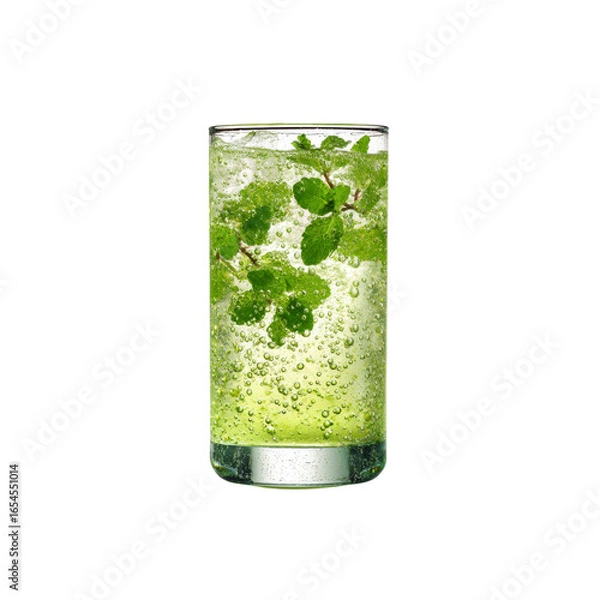 Fototapeta Refreshing Sparkling Mint Drink in Glass