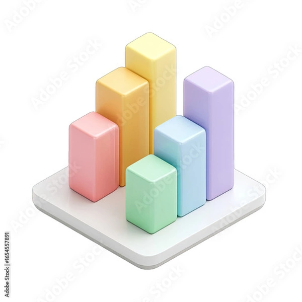 Fototapeta Pastel-colored bar graph on a white base