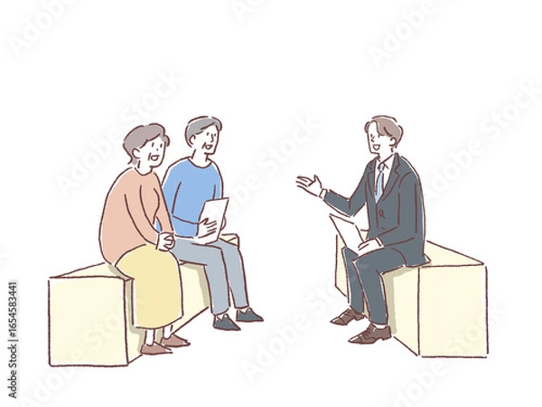 Fototapeta スーツを着た男性と中年女性、中年男性、