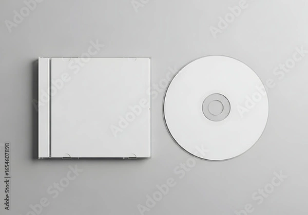 Obraz Blank white cd case and disc on a gray background