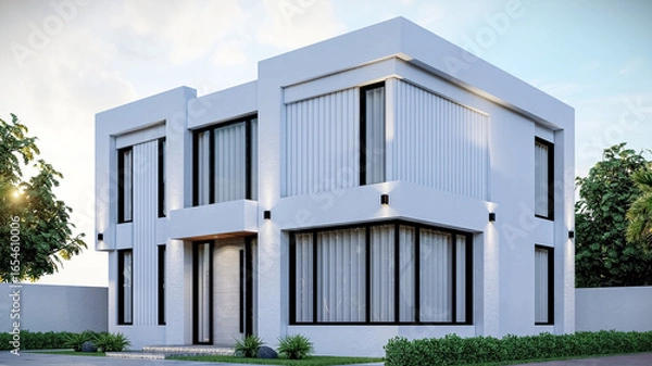 Obraz 3D illustration of a stylish two-story villa 2