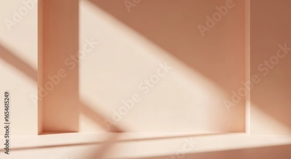 Fototapeta Soft Pink Wall with Light and Shadow Play in Minimalist Interior Design for Modern Spaces and Artistic Expressions