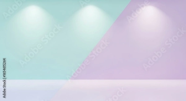 Fototapeta Soft Pastel Color Split Background with Ambient Light Effects Suitable for Aesthetic Decor, Photography, and Creative Design Projects