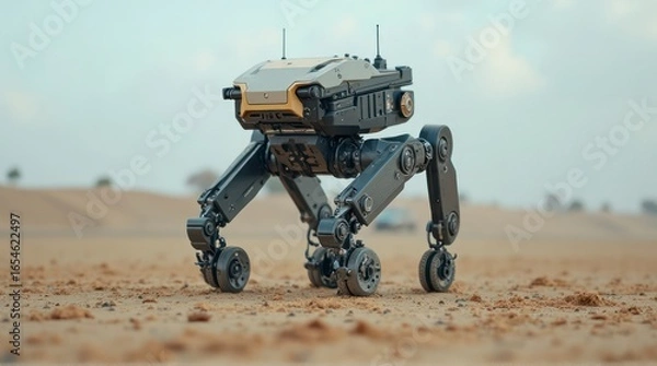 Fototapeta Walking Robot in Desert