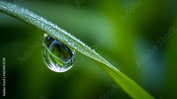 Obraz Dewdrop on grass blade closeup