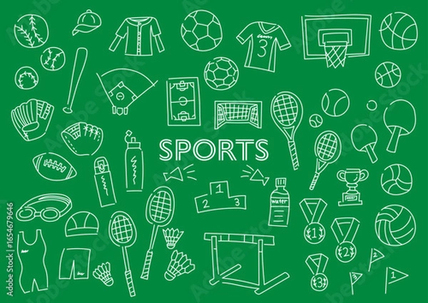 Fototapeta スポーツの手描きイラストセット