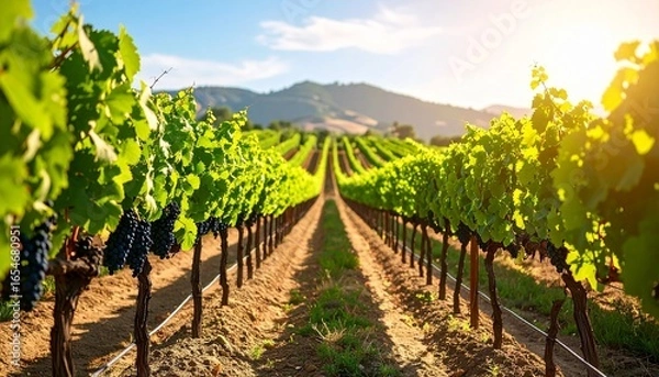 Obraz 青空が広がる葡萄畑