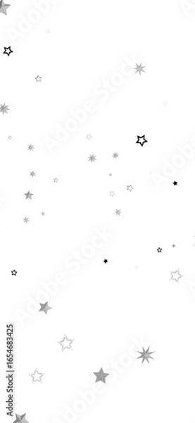 Fototapeta Simple design featuring gray and black stars scattered on a white background. Ideal for backgrounds, cards, and more.