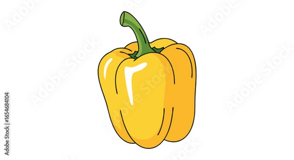 Fototapeta Bright yellow bell pepper illustration showcasing a fresh and vibrant vegetable with smooth surface and green stem highlighting healthy eating and
