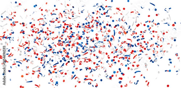 Fototapeta Festive confetti background with red, white, and blue colors. Perfect for celebrations and holidays.