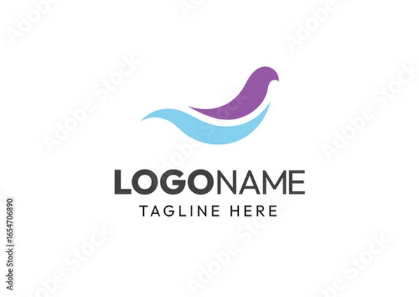 Fototapeta Elegant bird logo design isolated on white background for company identity logo