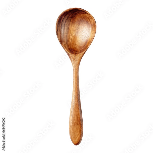 Fototapeta Simple Wooden Spoon Isolated on White Background for Culinary and Kitchen Use in Stock Photography