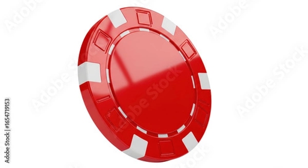 Obraz Red Poker Chip in isolation: A vibrant red poker chip against a stark contrast, the photograph isolates the iconic symbol of chance, risk and the thrilling pursuit of winning.