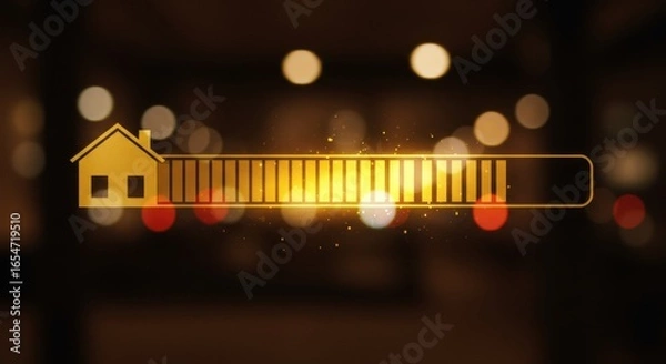 Fototapeta Loading bar house on blurred background