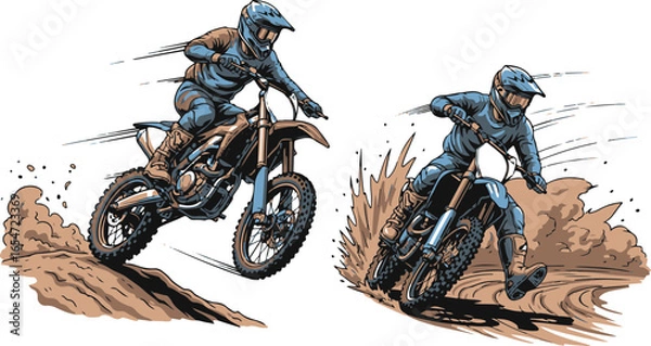 Fototapeta Set of Motocross Riders –Vector Illustration
