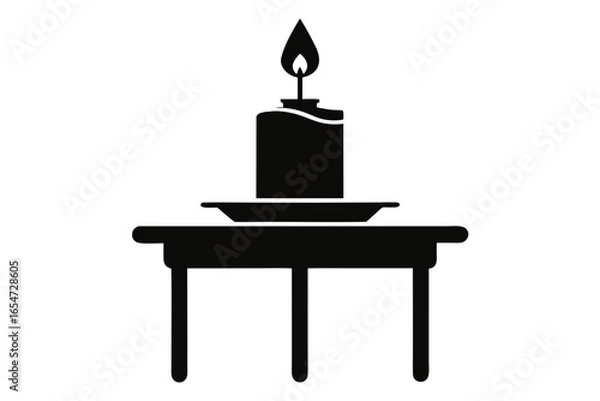 Fototapeta Vector art of candle on a table isolated on white background, a symbol of light, warmth, and celebration, perfect for adding a touch of elegance and serenity