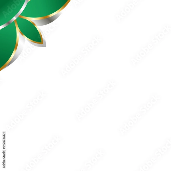 Obraz Abstract image of elegant green leaves with gold and silver edges. Perfect for luxury, nature, botanical, and elegant design projects.