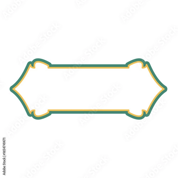 Obraz Elaborate green and gold vintage ornate label for luxury branding or elegant packaging design projects. Exudes sophistication and glamour.