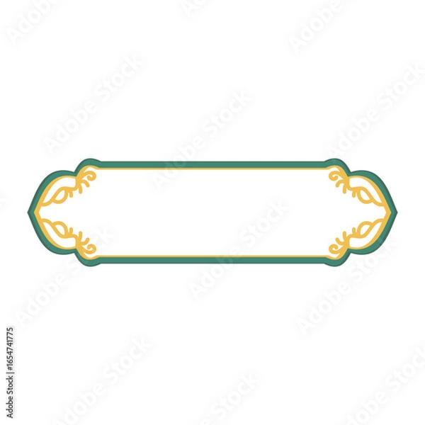 Obraz Decorative rectangular label frame with golden flourishes, perfect for adding elegance to invitations, menus, or product packaging designs.