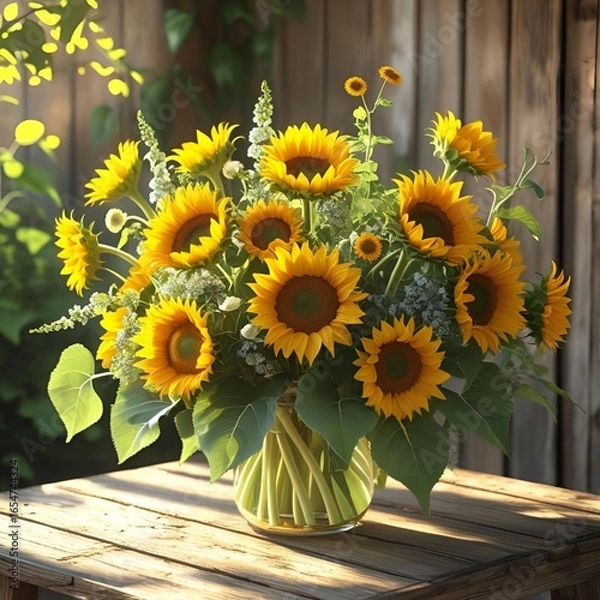 Fototapeta テーブルのひまわり