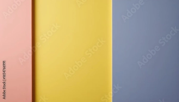 Fototapeta A close up of three different colored sheets of paper.