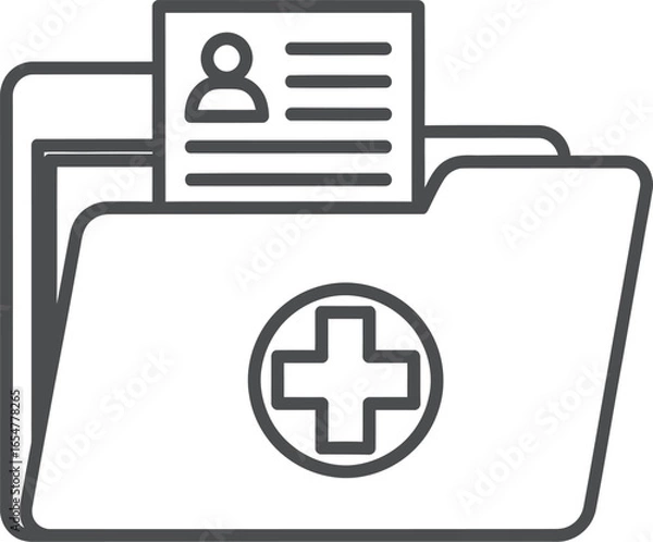 Fototapeta Vector art of medical folder with patient record and plus sign icon