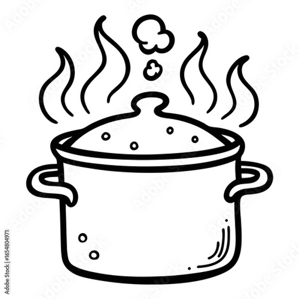Fototapeta Steaming pot of deliciousness, perfect for recipe illustrations or cooking tutorials, a simple icon for food lovers, culinary bloggers, and anyone who loves to cook!