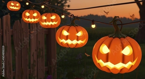 Obraz Halloween Pumpkin String Lights for Decoration