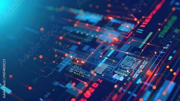 Obraz Low-Code Development Technology Background: Revolutionizing Modern Software Creation with No-Code, Rapid Application Development, and AI Integration