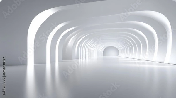 Obraz Modern Minimalist White Tunnel with Soft Lighting and Smooth Finish