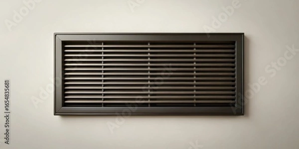 Fototapeta Modern Dark Brown Rectangular Wall Vent with Linear Slats for Airflow Regulation