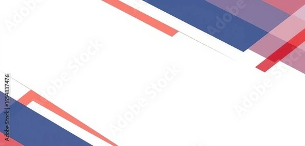 Fototapeta Abstract white banner with diagonal red and dark blue geometric shapes ,  professional,  flyer