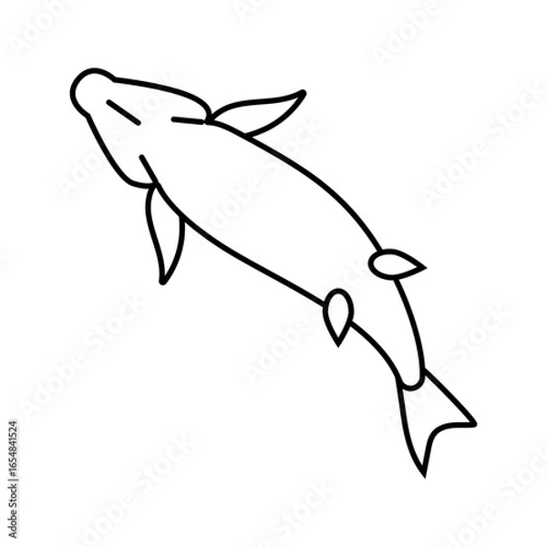 Fototapeta dead fish floating belly up line icon vector illustration