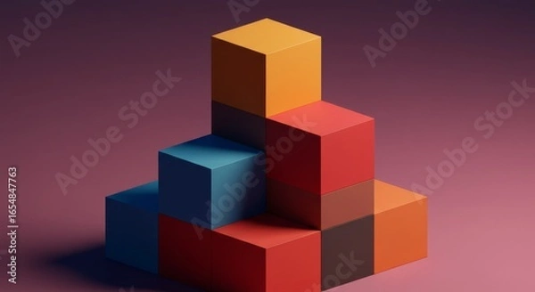 Obraz Abstract Colorful Cube Composition: Modern Geometric Design for Branding and Marketing