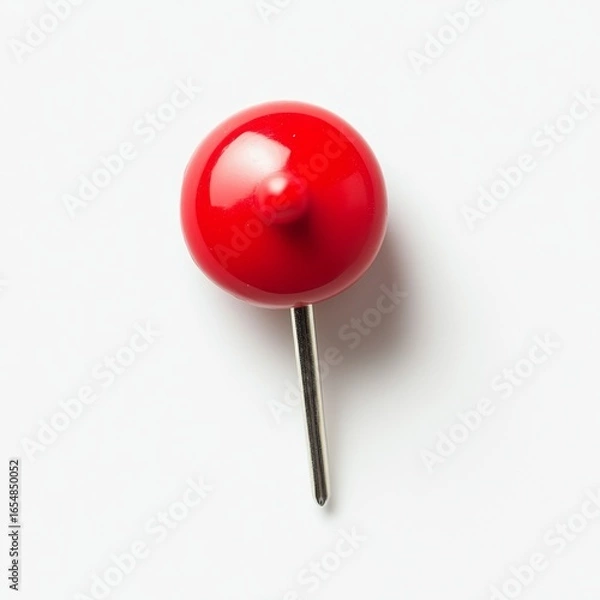 Fototapeta Red Push Pin Close-Up, Single Object, Vertical Composition