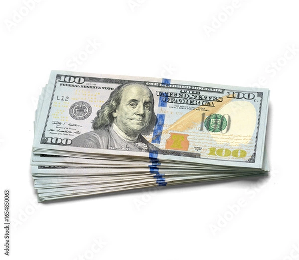 Obraz Stack of Hundred Dollar Bills on Transparent Background