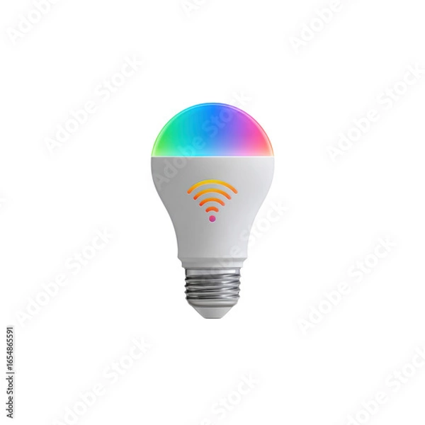 Obraz Smart RGB LED Light Bulb with Wi-Fi Connectivity - Isolated on Black Background