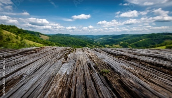 Obraz Wooden platform overlooking valley
