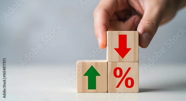 Fototapeta Interest Rates Increase Decrease Financial Market Trend Up Down Percentage Growth Economy