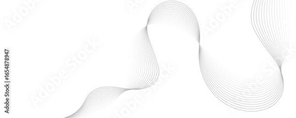 Fototapeta Minimal abstract background with gray color curved lines and elegant wave pattern design. Digital energy waves technology concept modern backdrop design for business, presentation, banner.