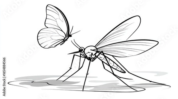 Fototapeta Butterfly and mosquito illustration