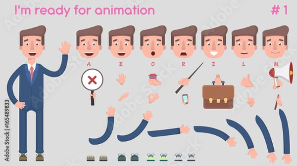 Fototapeta Vector businessman character for creating scenes.