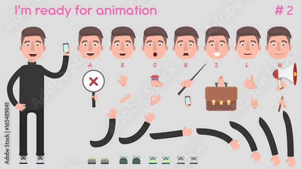 Fototapeta Vector businessman character for creating scenes.