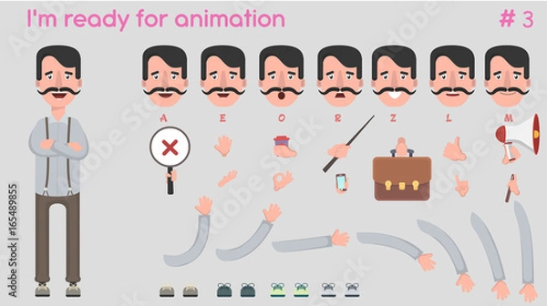 Fototapeta Vector businessman character for creating scenes.