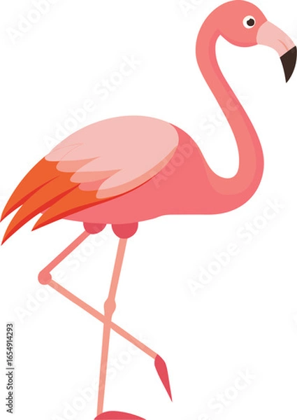 Fototapeta Elegant flamingo standing gracefully in soft pink and natural tones