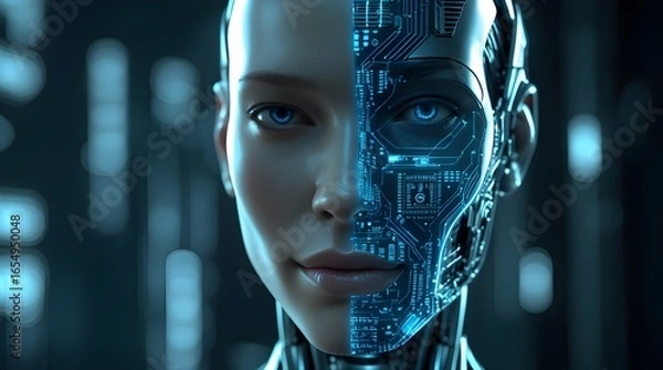 Fototapeta image of a terminator-looking umanoid robot
